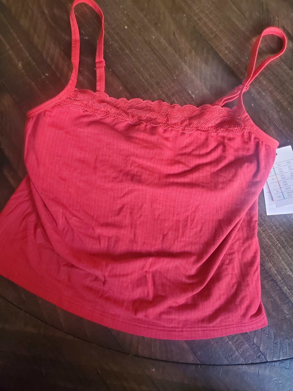 Auden Red Lace-Trim Ribbed Cami